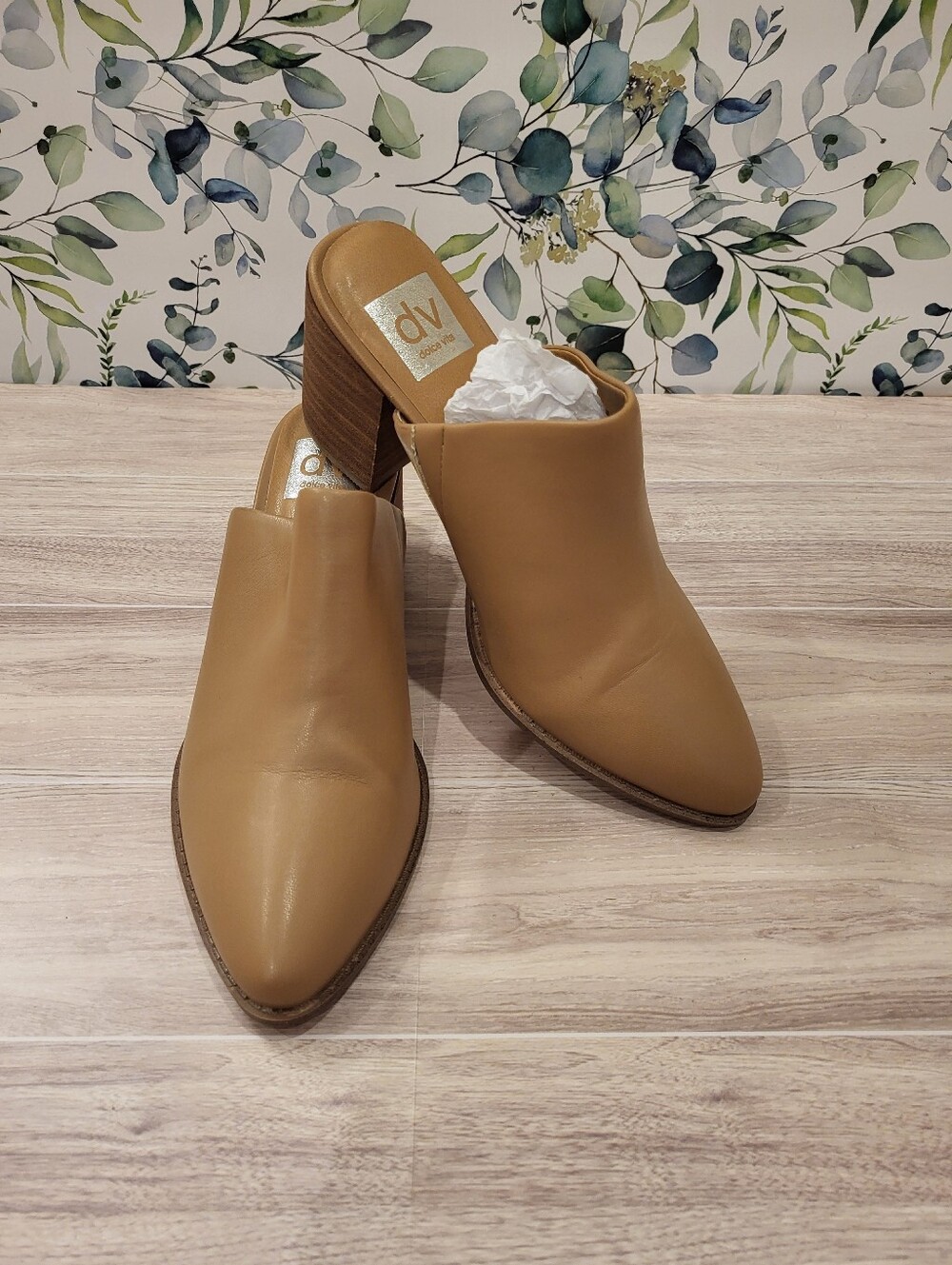 DV by Dolce Vita Camel/Tan Leather Pointed Mule Heels